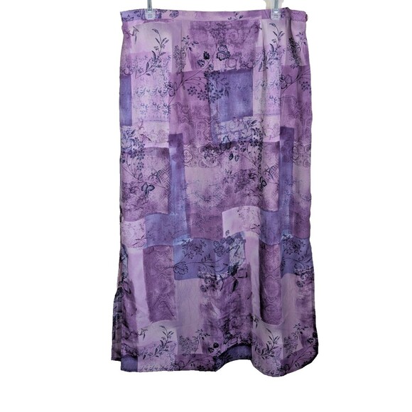 Worthington Woman Maxi Skirt Floral Leaf Side Slits Bohemian Size 16W - Picture 1 of 12